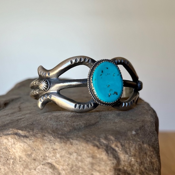 Vintage Navajo Sterling Silver Turquoise Bracelet Cuff Martha Cayatineto #2 - Picture 9 of 12